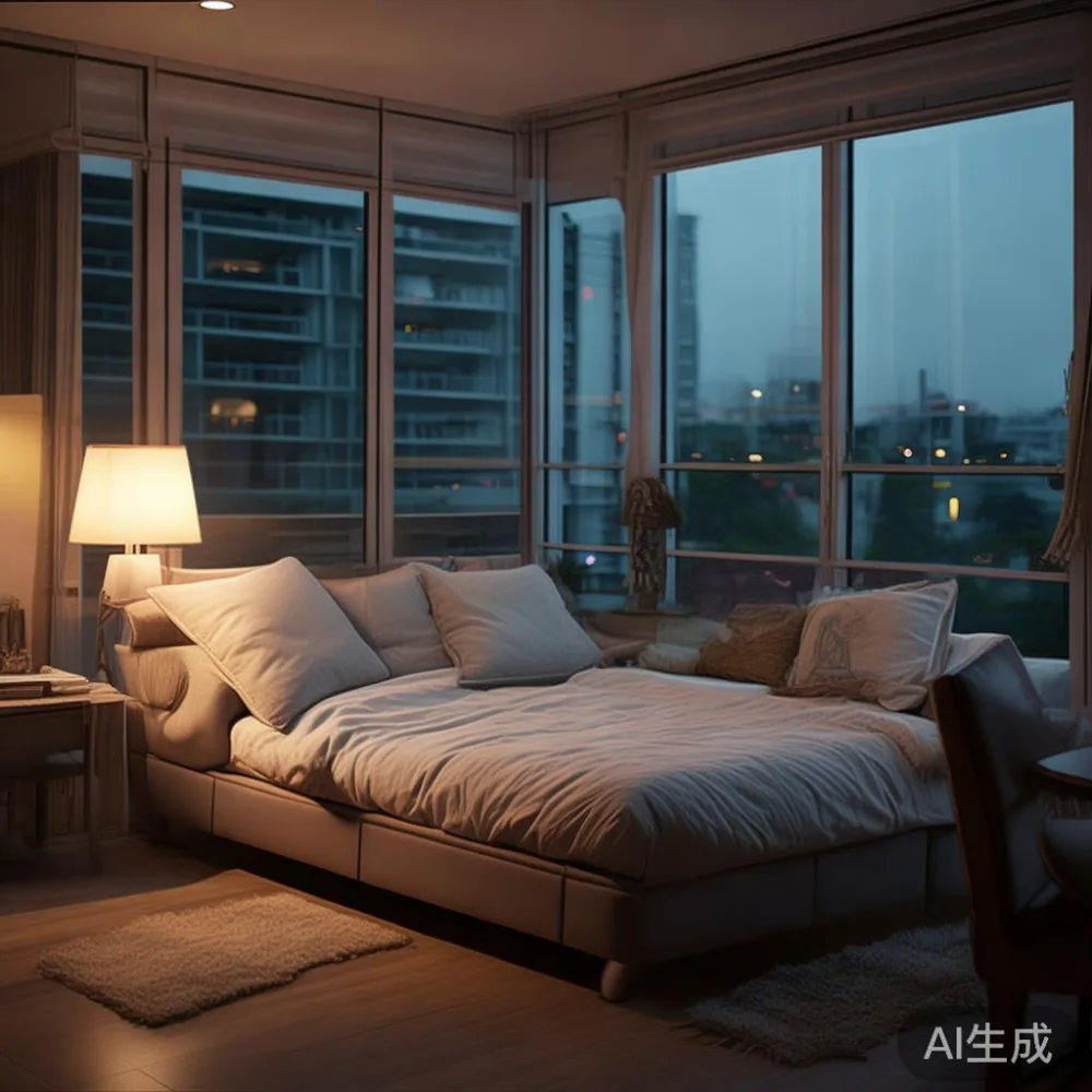 How to Care for a Lacquered Sofa, Bed Frame, and Dining Table in a Sin — room setting at dusk with warm lamp light, film 