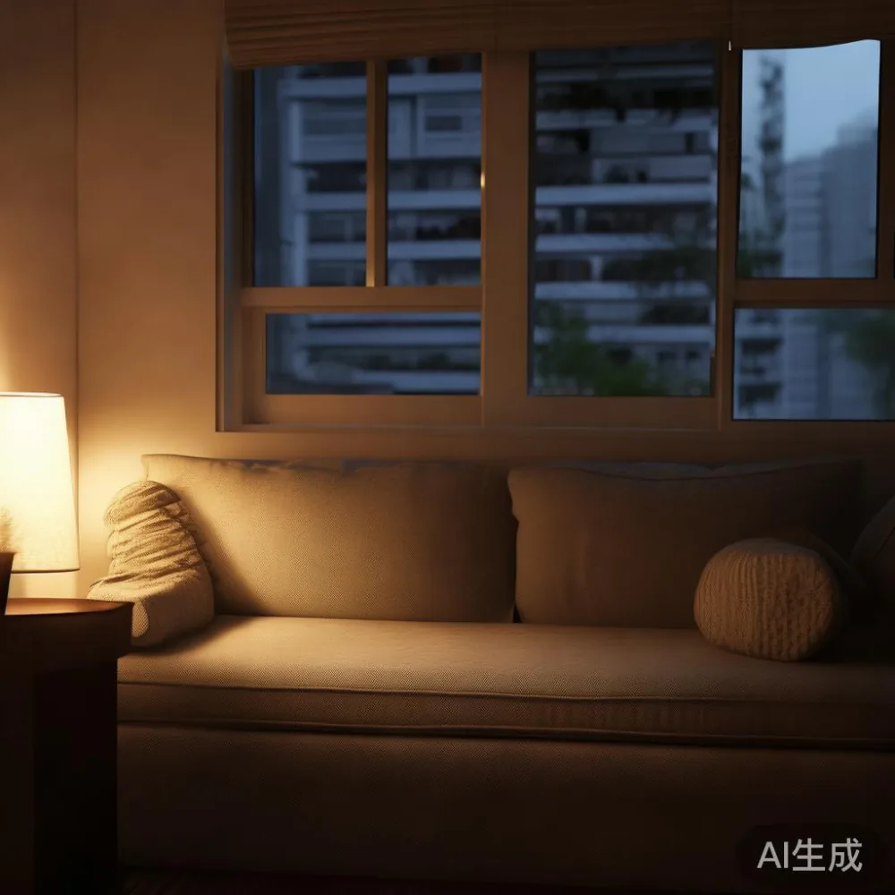 Small Apartment, Big Calm: How to Style a Singapore HDB or Condo Witho — room setting at dusk with warm lamp light, film