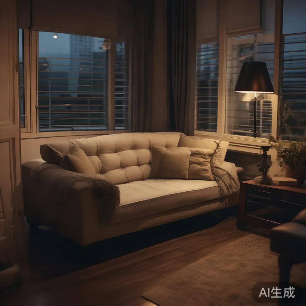 Sofa SG Styling: How to Style a Small Singapore Apartment Without Maki — room setting at dusk with warm lamp light, film